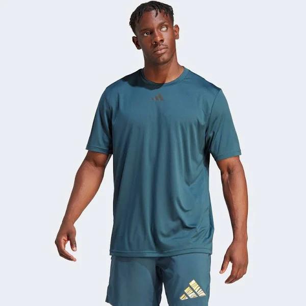 adidas-HIIT Slogan Training Tee-Men-Arctic Night / Active Gold-S