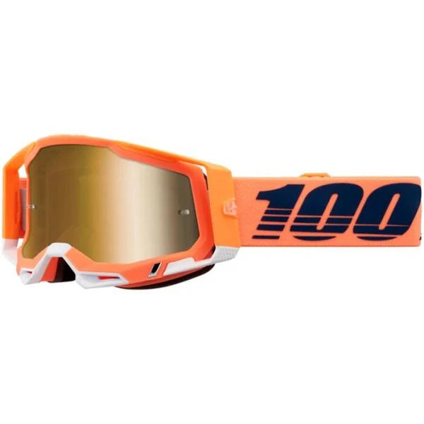 100% Racecraft 2 Goggles in Mirror True Gold Lens/Coral