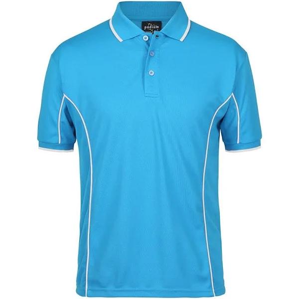 JB's Wear - Short Sleeve Piping Polo - 7PIP-Aqua / White-3XL