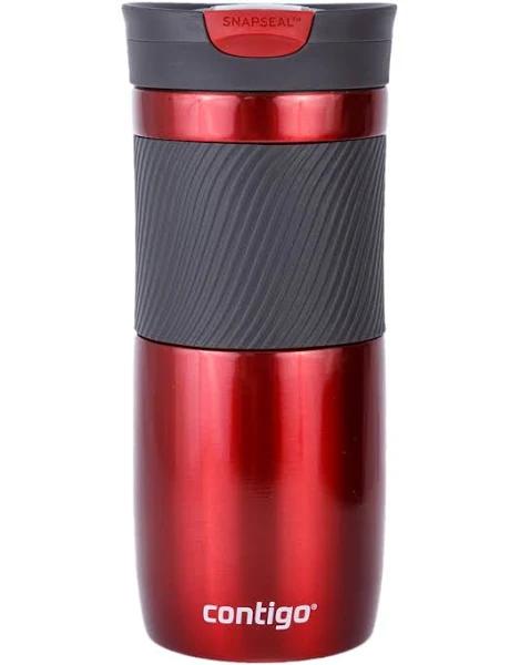 Contigo Byron Snapseal Travel Mug, Stainless Steel Thermal Mug, Vacuum Flask, Leakproof Tumbler, Coffee Mug With Bpa Free Easy-Clean Lid, 470 ml, Red