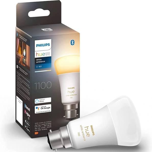 Philips Hue White Ambiance Light Bulb/Globe 11W A60 B22