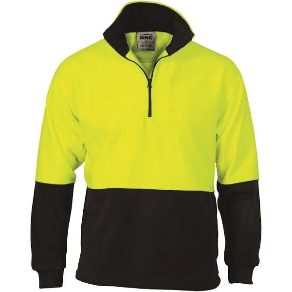 DNC HiVis Two Tone 1/2 Zip Polar Fleece 3825, Yellow/Black / 4XL