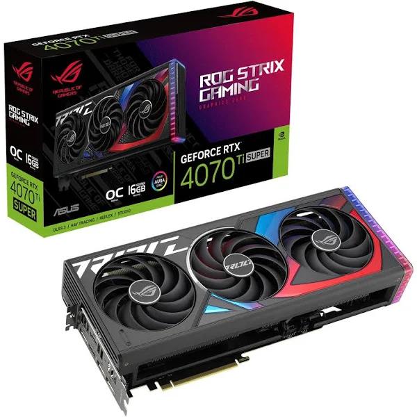 Asus ROG Strix GeForce RTX 4070 Ti Super OC Edition Gaming Graphics Card (PCIe 4.0, 16GB GDDR6X, DLSS 3, HDMI 2.1A, DisplayPort 1.4a, Massive