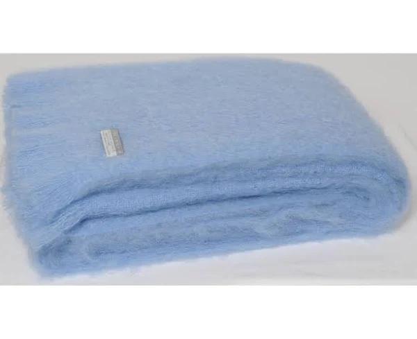 Masterweave Windermere Mohair Throw Rug Blanket - Sky