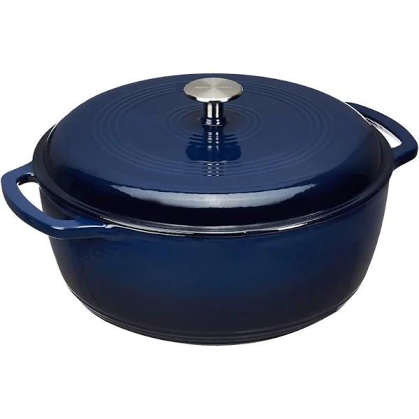 AmazonBasics Enameled Cast Iron Dutch Oven - 6.9-Liters, Navy