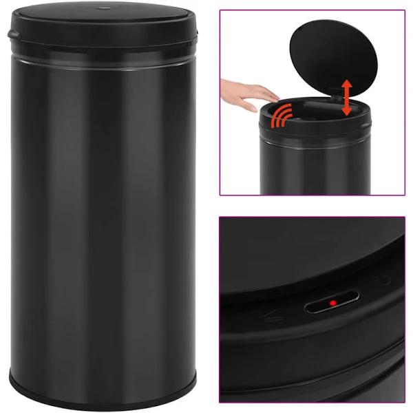 vidaXL - Automatic Sensor Dustbin Carbon Steel - Black - 70 L