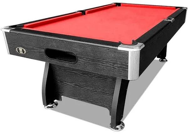 MACE 8ft MDF Pool Snooker Billiard Table with Accessories Pack, Black Frame - Red