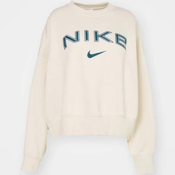 Nike Women's Sportswear Pheonix Fleece Oversized Logo Crewneck Light Orewood Brown/White - Size 2XL