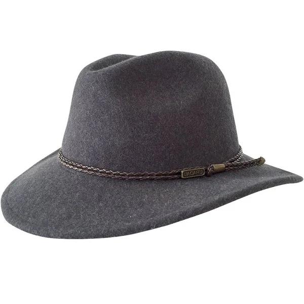 Jacaru 1847 Outback Fedora Hat - Dark Grey - Small