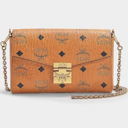 MCM Cognac Visetos Millie Crossbody Bag Brown