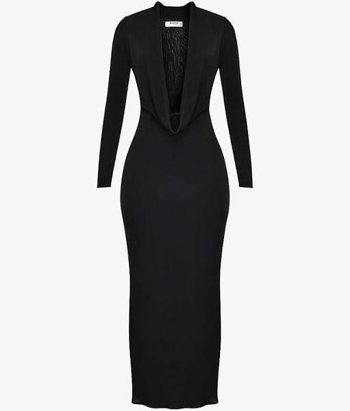 House of CB Saskia Draped Maxi Dress in Black L