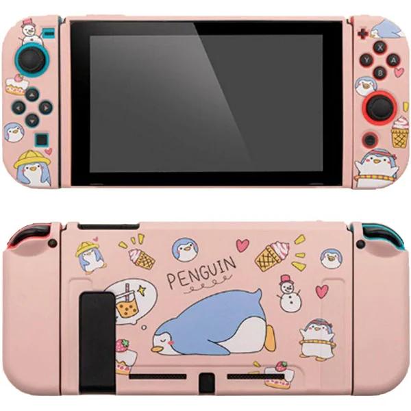 Cartoon Nintendo Switch Console Soft Protective Case Cover Penguin-Pink