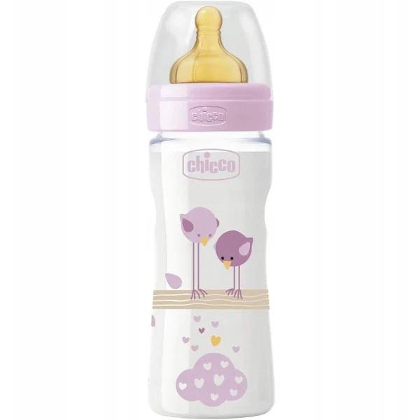 Chicco Biberon Well Being Latex Teat Bottle (Girl) - 250ml