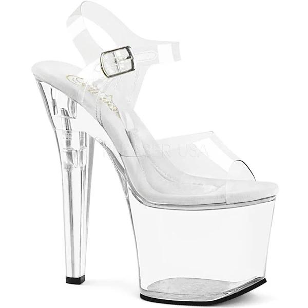 Pleaser TREASURE-708RAD Clear Platform Sandal Size 6