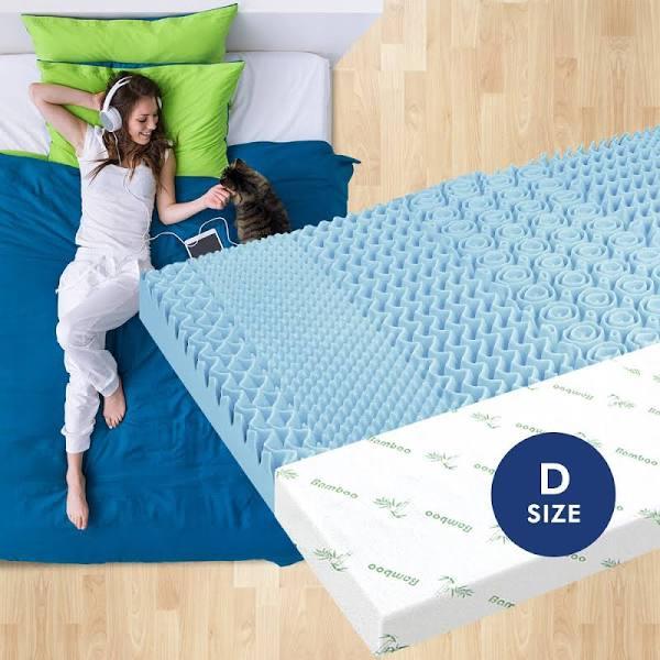 Starry Eucalypt Double 5cm Memory Foam Mattress Topper 7 Zone Cool Gel Bamboo