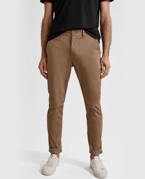 Country Road Men's Verified Australian Cotton Tapered Fit Stretch Chino Pants Tan in Size 38