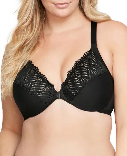 Glamorise Front-Closure T-Back Wonderwire Bra - Black - 20g