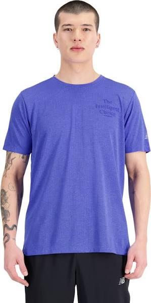 New Balance Graphic Impact Run Short Sleeve T-Shirt Blue - XL