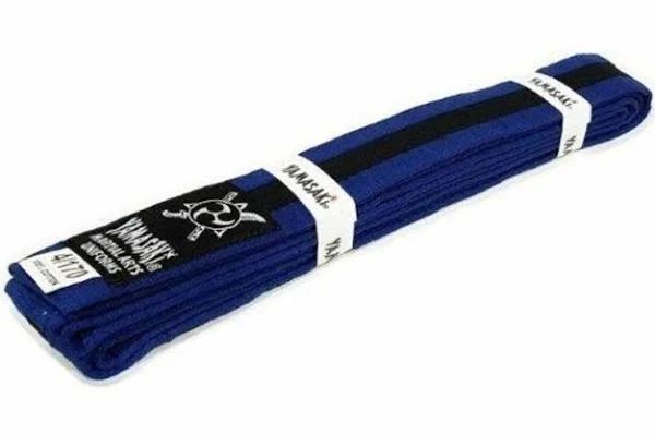 Yamasaki Coloured Martial Arts Belts With Black Stripe Blue Black - 4