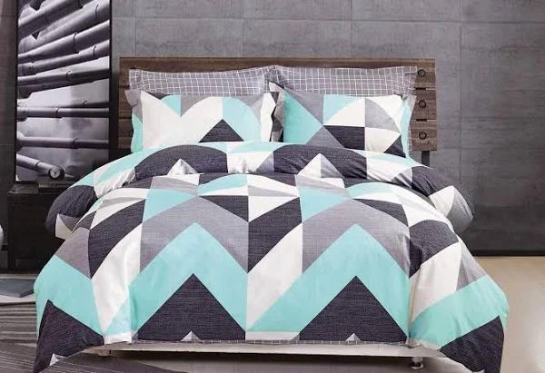 Luxor Chevron Design Cotton Quilt Cover Set - Size King Single