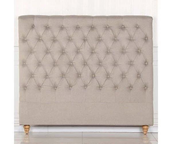 Bed Head Queen Size French Provincial Headboard Upholsterd Fabric Beige