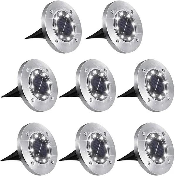 Aogist Solar Ground Lights,8 LED Garden Lights Waterproof Patio Disk Lights In-Ground Outdoor Landscape Lighting for Lawn Patio Pathway Yard Deck Wal