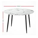 Artiss Dining Table Round Wooden With Marble Effect Metal Legs 110cm White