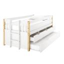 Kiki Solid Pine Bed With Trundle & Storage - White and Natural