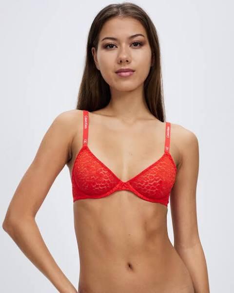 Calvin Klein - Women's Red Bras - 1996 Animal Lace Unlined Bra - Size 12DD at The Iconic