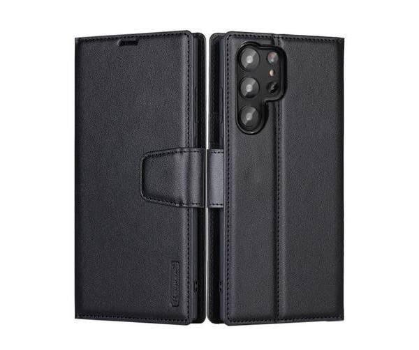 ZUSLAB Galaxy S23 Ultra Case Hanman Leather Wallet Card Cover For Samsung (2023) - Black