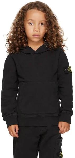 Stone Island Junior Kids Black Garment-Dyed Hoodie