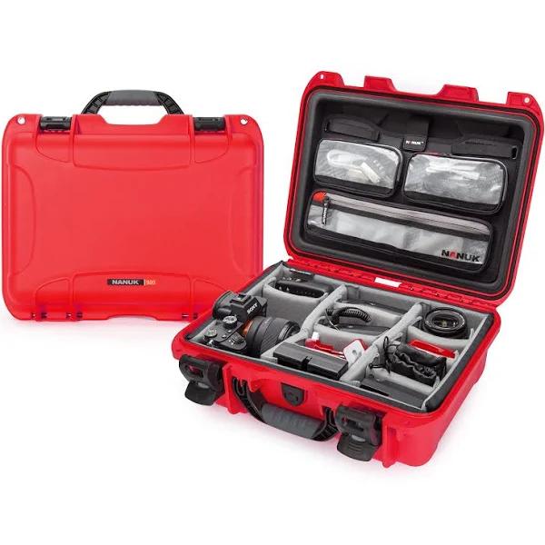 Nanuk 920 Hard Utility Case With Padded Divider Insert & Lid Organizer Red, S, Watertight, 16x13x6", 15" 38 cm, 6" 15 cm, 10" 25 cm,