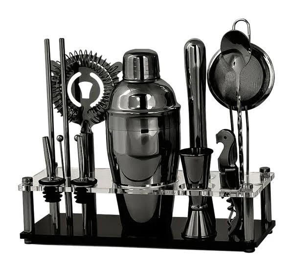 Complete Cocktail Kit with Stand - Black Chrome