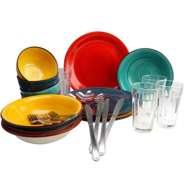 Gibson Color Speckle 28 Piece Mix and Match Dinnerware Combo Set