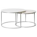 Set of 2 Luxe Coffee Table Round Marble Nesting Side Coffee Table