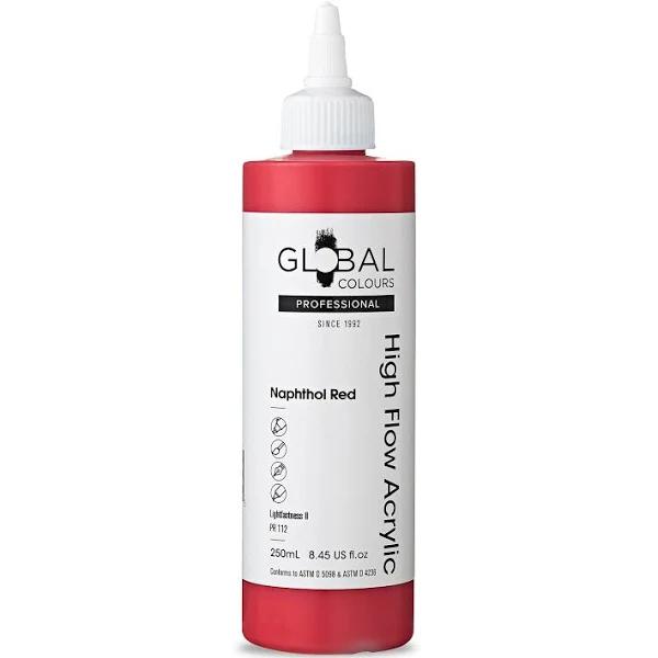 Global Colours High Flow Acrylic Paint 250ml Naphthol Red