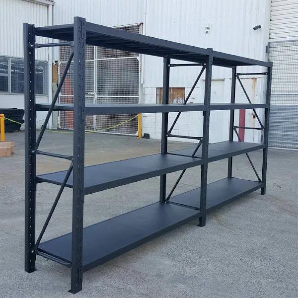 4m Matte Black Heavy Duty Workshop Racking Storage Shelving Garage