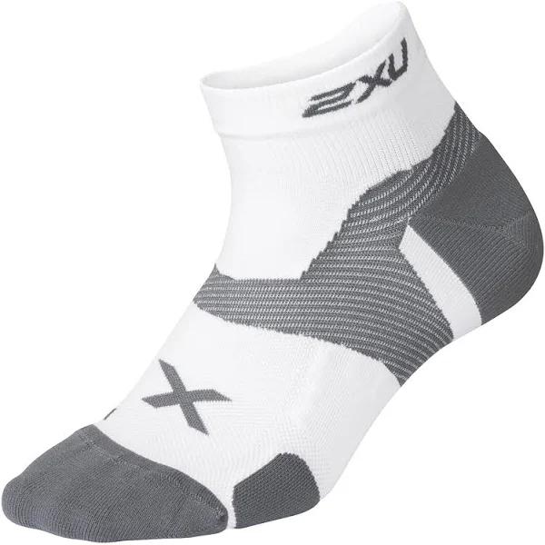 2XU Vectr Cushion 1/4 Crew Socks White Grey - L