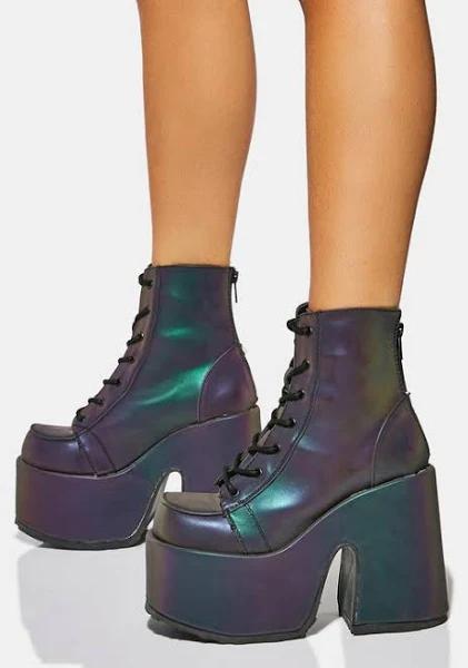 Demonia CAMEL-203 Green Multi Reflective Ankle Boot Size 10