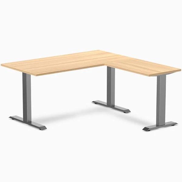 Desky Zero Melamine L-Shape Office Desk Sublime Teak / 1500x750x1550x500mm / Space Grey