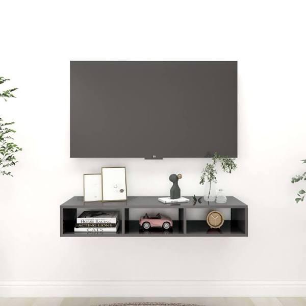 vidaXL - Wall Shelf Chipboard - High Gloss Grey - 102x30x17 cm