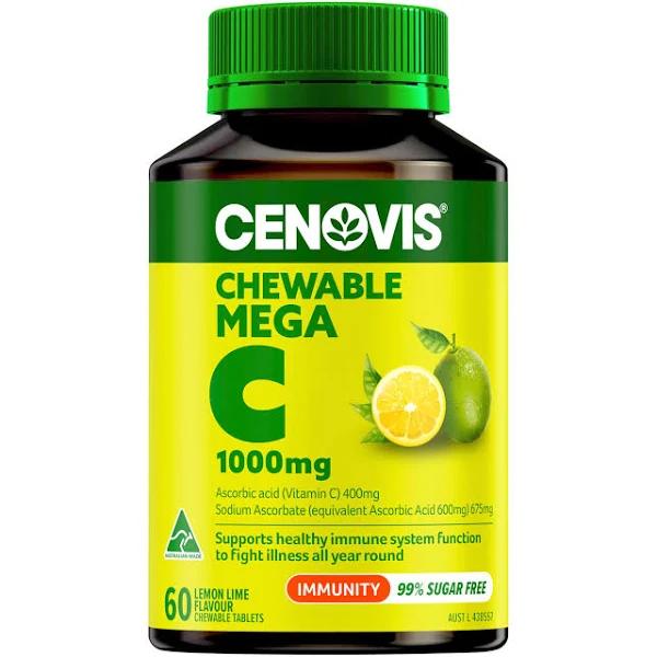 Cenovis Chewable Mega Vitamin C 1000mg Lemon Lime 60 Tablets