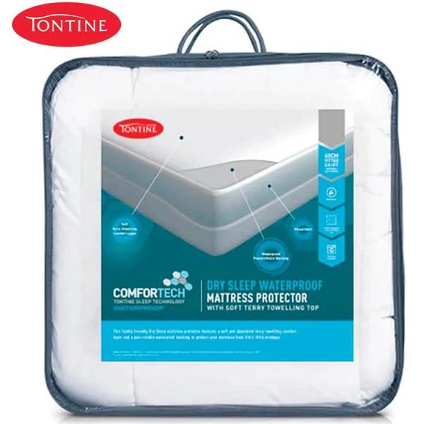 Tontine Comfortech Dry Sleep Waterproof Fitted Mattress Protector (Single, King Single, Queen) - Earn Everyday Rewards, AfterPay Available