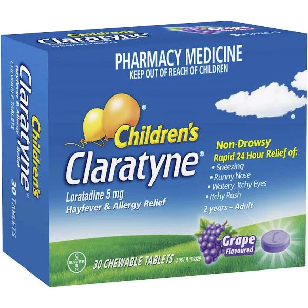 Claratyne Children's Hayfever & Allergy Relief 30 Chewable Tablets - Grape Flavour