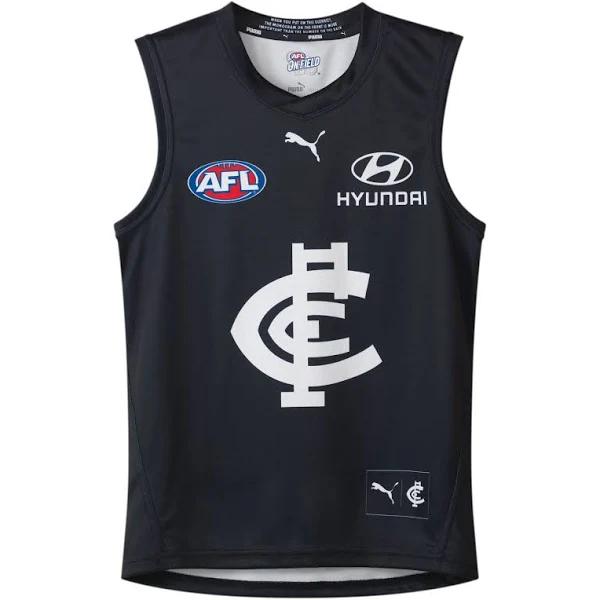 Carlton Football Club 2024 Replica Home Guernsey - Youth 8-16 Years in Dark Navy/White/Cfc, Size Large by Puma