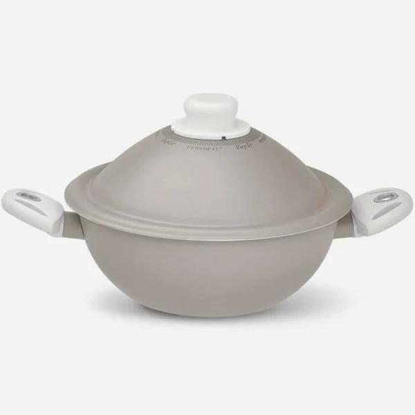 Pensofal VapSi Wok 2 Handles, Tray, Fork & Lid, Pearl White