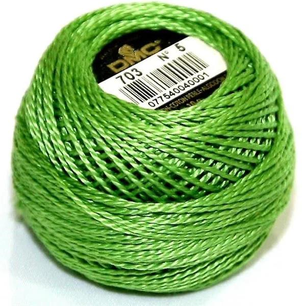 DMC Perle 5 Cotton #703 Chartreuse Green 10g Ball 45m