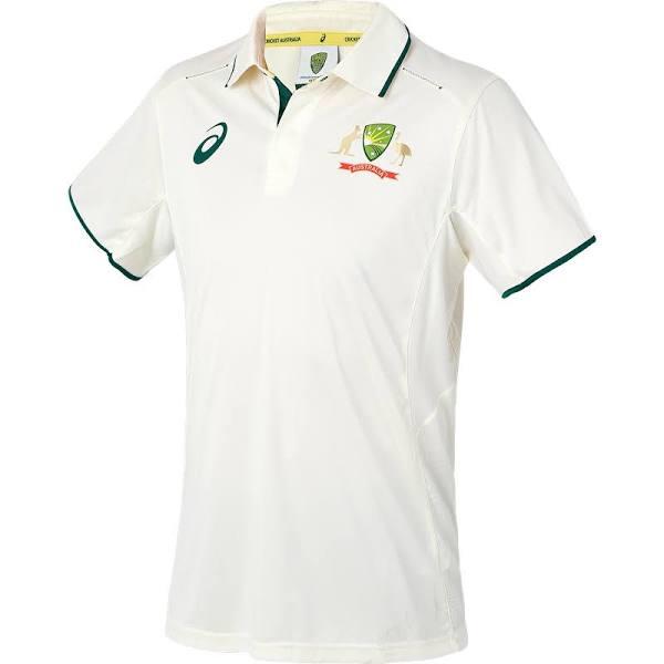 ASICS Men's Cricket Australia Replica Test Shirt - Cream M