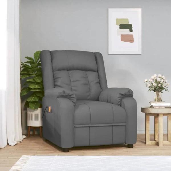 vidaXL Massage Chair Grey Faux Leather