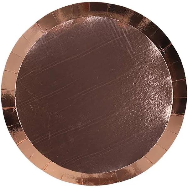 Paper Round Dinner Plate Metallic Rose Gold (23cm) Pack 10